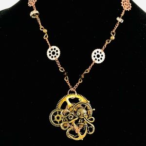 Steam punk octopus  women's & men's necklace